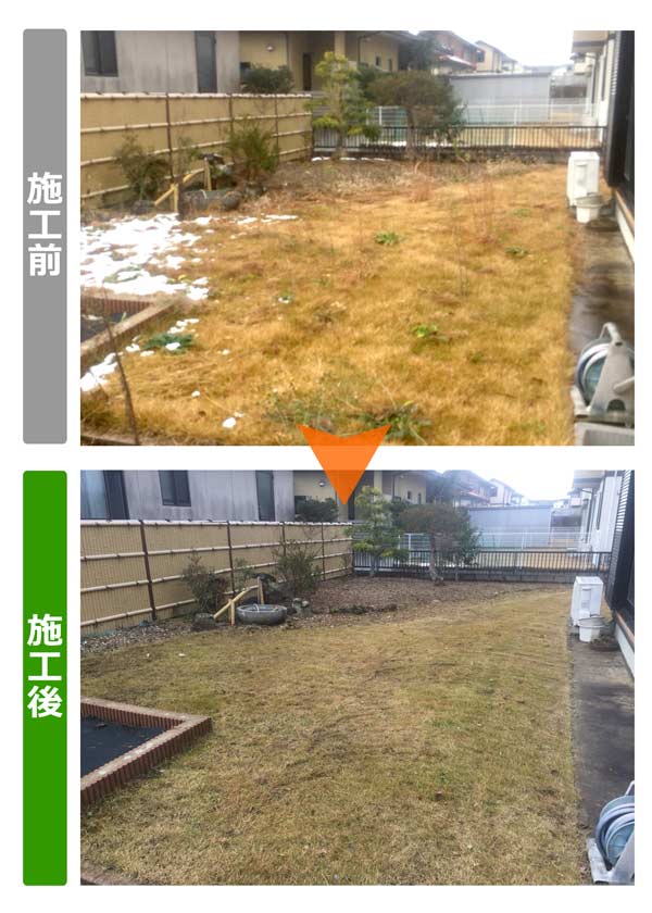 便利屋サンキュー仙台本店の業務報告（2018年12月12日）。宮城県仙台市青葉区のお客様宅でお庭の芝刈り作業を行いました。