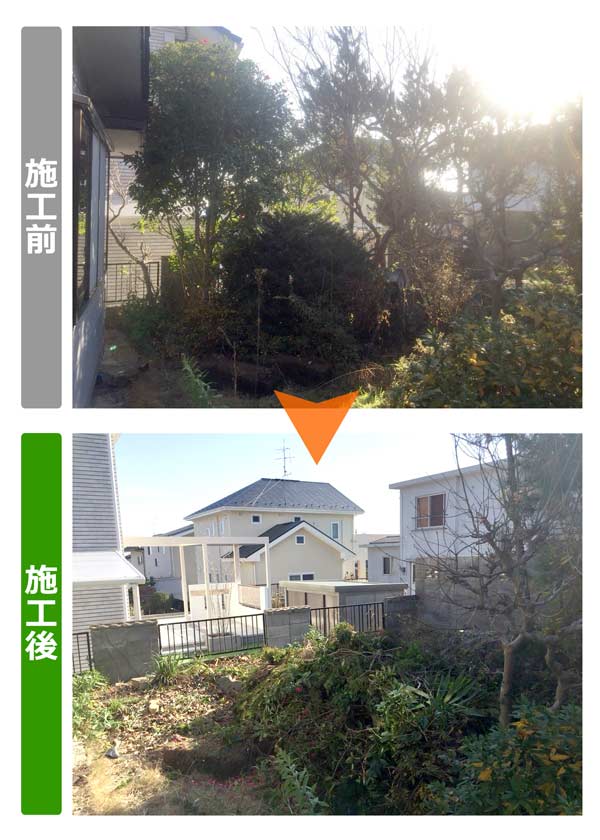 便利屋サンキュー仙台本店の業務報告（2018年12月22日）。宮城県仙台市太白区のお客様宅で伐採作業を行いました。