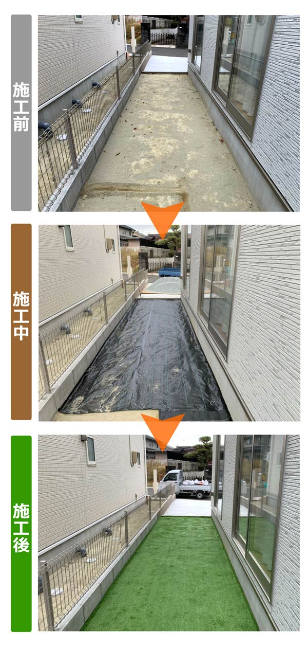 便利屋サンキュー仙台本店の業務報告（2019年11月18日）仙台市青葉区で新築住宅のリアル人工芝敷きを行いました。