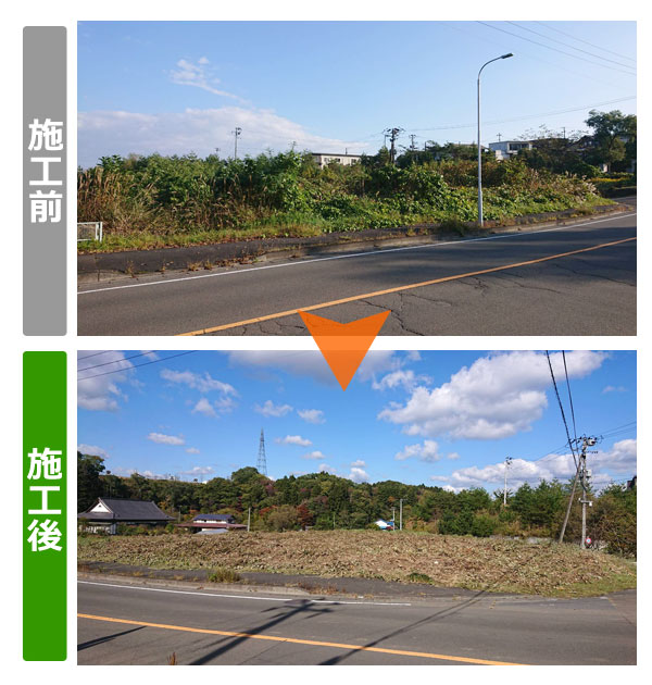 便利屋サンキュー仙台本店の業務報告（2021年10月29日）仙台市青葉区で雑草が伸び放題の荒れた空き地草刈り作業を行いました。