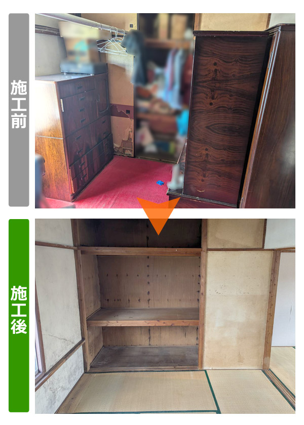 仙台市宮城野区の市営住宅で遺品整理後の押入れと和室