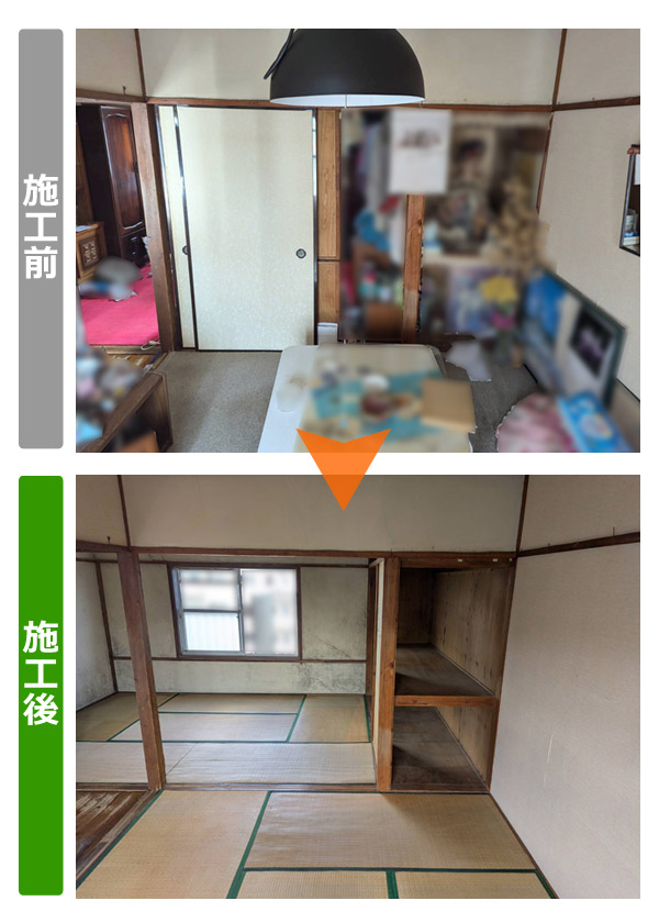 仙台市宮城野区の市営住宅で遺品整理後の和室と押入れ