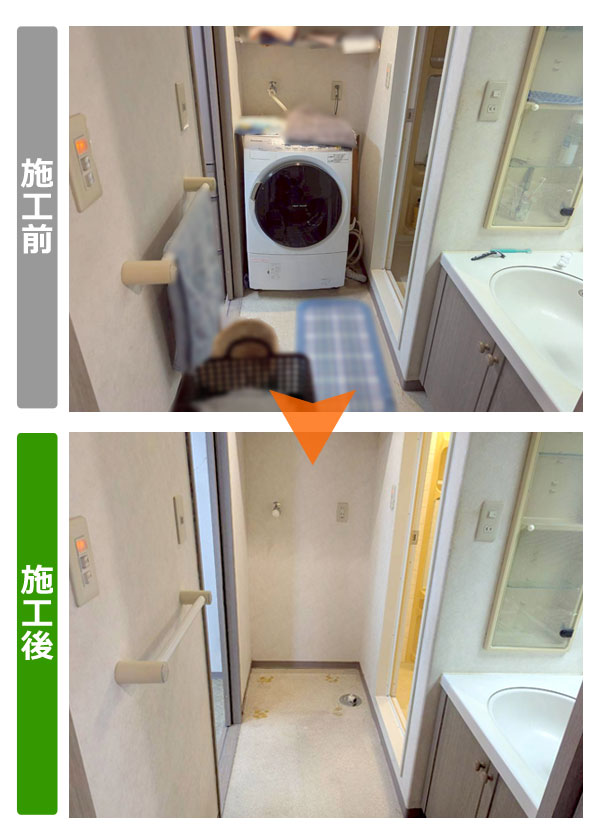 仙台市太白区のマンション高層階でエレベーターを使用し家財を搬出、貴重品を仕分けしながら住民様へ配慮して作業するスタッフ